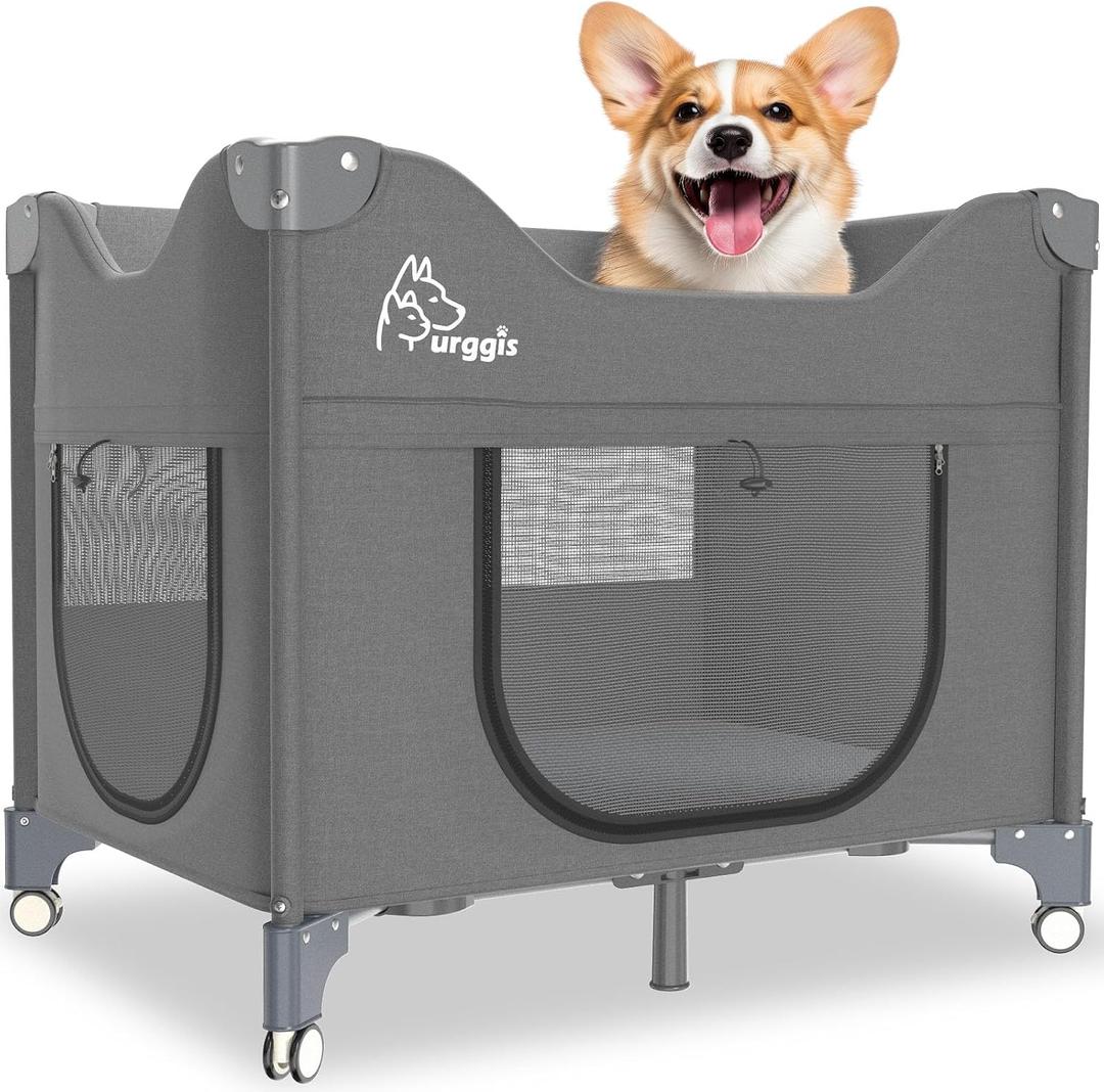 Upgraded Dog Bunk Bed, Portable Bedside Dog Bed, Dog Beds Attachment to Human Bed, Bedside Lounge Pet Bed for Small, Medium Cats & Dogs, Pet Window Perch-Grey