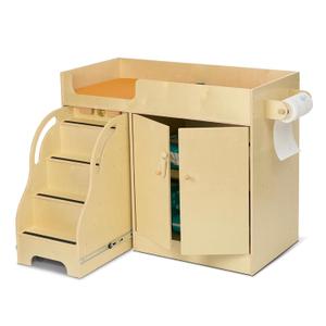 Monlurd 100% Birch Baby Changing Table with Stairs & Storage, Montessori Toddler Diaper Changing Station, Safe Nursery Furniture for Daycare & Home