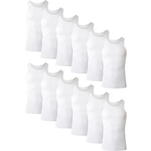 Hanes Men's Tank Top Undershirt Pack, Cool & Breathable Cotton, Moisture-Wicking Ribbed Tanks for Men, Multi-Pack (Medium, White)