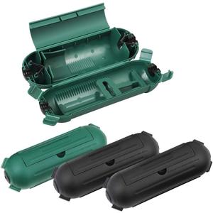 DEWENWILS [4 Pack] Outdoor Extension Cord Safety Cover, Weatherproof Electrical Connection Box, Adjustable Compartment for AWG 12/14/16 Cords, Protect Holiday Decoration Lights and Plugs, Black+Green