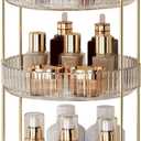 360 Rotating Makeup Organizer for Vanity - 3 Tier Perfume Organizer with Large Capacity - Skincare Organizer for Bathroom Counter - Space-Saving Cosmetic Storage for Dresser Countertop (Clear) (Transparent)