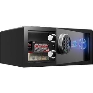 Grimtron Smart Biometric Safe - (0.80 cu. ft.) Fingerprint Lock Box with Silent Mode, Backlit Keypad and LED Light, Small Caja Fuerte with Anti-Rust and Anti-Theft 7.87"H x 14.57"D x 16.93"W