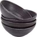 Elanze Designs Modern Chic Ribbed Serving Meals Soup Salad French Onion Cereal Chili Pasta Ceramic Stoneware Kitchen Dinnerware Bowls Set of 4 - Charcoal Grey