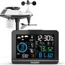 Raddy UV-6 Professional Weather Station with 6" VA Display and Outdoor Sensor, Wireless Indoor Outdoor Temperature & Humidity Monitor, Atomic Clock, UV & Light Index, Wind Speed, Rain Gauge