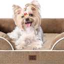 EHEYCIGA Orthopedic Dog Bed for Small Dogs, Waterproof Memory Foam Small Dog Beds with Sides, Non-Slip Bottom and Egg-Crate Foam Medium Pet Couch Bed with Washable Removable Cover, Camel