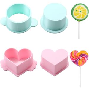 Cake Pop Cutter and Pusher Set - Round and Heart 3D Printed Mold Shapes Press | Baking Tools for Home, Birthday, Wedding Desserts | Reusable Design (Green,Pink)