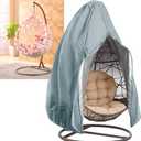 UpgradedPatio Egg Chair Covers with Zipper, Wicker Egg Swing Chair Covers, Waterproof Heavy Duty Weather Resisatnt Outdoor Chair Cover, Windproof Hanging Chair Cover, 75" x 45", Grey, 1 Pack