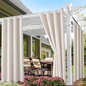DIVA EN CAMINO DEC Outdoor Patio Curtain Waterproof Darkening Thermal Insulated Indoor Curtains for Bedroom, Porch, Living Room, Pergola, Cabana, W52 x L72, Light Taupe, Set of 2 Panels