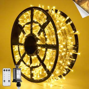JMEXSUSS 168FT 600 LED String Lights for Outside Clear Wire, Warm White Christmas Lights Outdoor Waterproof, Tree Lights Outdoor Plug in for Patio Wedding Party Holiday Christmas Bedroom Pergola Decor