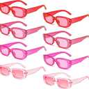 Matcheck 8 Pack Retro Rectangle Sunglasses for Women Retro 90s Square Glasses Vintage Pink Y2K Womens Aesthetic Accessories (Transparent Pink Ombre - Narrow Frame)