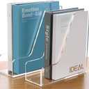 SANRUI 2 Pack Acrylic Magazine File Holder, Vertical File Sorter Holders Desk Organizer, Clear Folder Organizer Document Rack for Office Desktop, Home Workspace, 8.66inx8.46inx3.15in