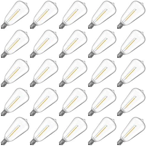 VISTERLITE ST38 LED String Light Bulbs, 1.5 Inches Shatterproof LED Replacement Bulbs for Outdoor String Lights, 1Watt Equvanlent to 7Watt Incandescant Bulbs, E12 Screw Base, Warm White, 25Pack
