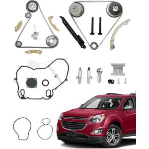 Timing Chain Kit 2.4 L, Compatible with 2009-2017 Chevy Captiva Equinox HHR Impala Malibu/GMC Terrain/Buick Lacrosse Regal Engine 2.4L, Intake & Exhaust VVT Solenoid, OE#9-4201s, 12578515, 12578516