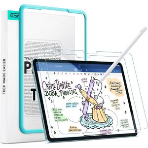ESR 2 Pack Paper-Feel Screen Protector for iPad Air 11 Inch M4/M3/M2 (2026/2025/2024, 8th/7th/6th Gen), Write and Draw Like on Paper, 9H Tempered Glass, Matte Anti-Glare with Alignment Frame