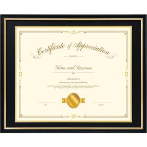 16x20 Diploma Frame for 14x17 Certificate/Document/Picture with Double Mat(Black and Gold),Wood Degree Frame, Black with Gold Side,UV Protection Acrylic,Wall hanging
