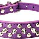 Spiked Dog Collar Soft Pu Leather Mushrooms Rivet Spike Studded Puppy Adjustable Pet Collars for Small Breeds (XS, Purple)