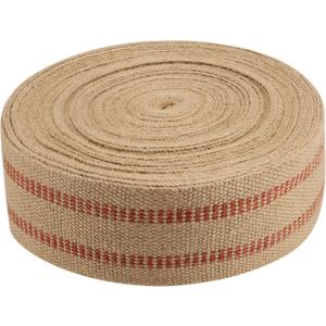 KEILEOHO 3.5 Inches x 33 Yards Upholstery/ Craft Jute Webbing, Natural Chair Webbing with Red Stripes, Burlap Fabric Webbing Tape for Craft, Decoration, Furniture Repair