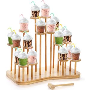 Yopay Bamboo Cupcake Stand for 18 Cupcakes, Dessert Display Stands Cupcake Holder for Treat Table, Layered Stand for Party Wedding Birthday Holidays Christmas Anniversaries