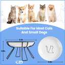 Ceramic Elevated Cat Bowls - Whisker Friendly, Anti-Vomiting, Stylish & Hygienic Cat Bowl Set (Line Cat, 2 Pack)