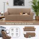 KEKUOU Stretch Sofa Cover Slipcover Couch Covers for 3 Cushion Couch Sofa pet Friendly (78"-94") Furniture Protector Sofa with Elastic Bottom for Kids,Dog, Jacquard Small Checked(Large,Camel)