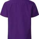 Boys Oxford Button Down Shirt Short Sleeve Formal Uniform Dress Shirts with Pocket (Purple)