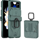 Miimall Compatible for Galaxy Flip 4 Case, Z Flip 4 Case Ring Holder Magnetic Hinge Protector Kickstand All-Inclusive Protective Bumper Cases for Galaxy Z Flip 4 (Green)