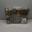 SHareconn 145pcs Christmas Balls Ornaments Set, Shatterproof Plastic Baubles Snowflakes, Stars and Tree Topper for Xmas Tree Holiday Wedding Party Decorations with Hanging Strings,Light Gold and Black