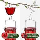 Kingsyard Glass Hummingbird Feeder for Outdoor Hanging, 24 Ounces, 6 Feeding Ports, Bird Nectar Feeder for Garden Dcor, Ant Moat Included, Red