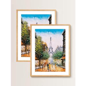 Rustic Oak 24x32 Frame - Set of 2, 24 x 32 Poster Frame with Mat for 20x28, Picture Frames for Artwork, Puzzles, Photos and Movie Posters