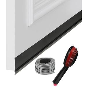 uxcell 1 Pcs Door Bottom Sweep, 39 x 1 inch Adhesive Under Door Draft Strip Silicone with Brush for Cold Insulation Exterior Interior Doors Blocker Noise, Black