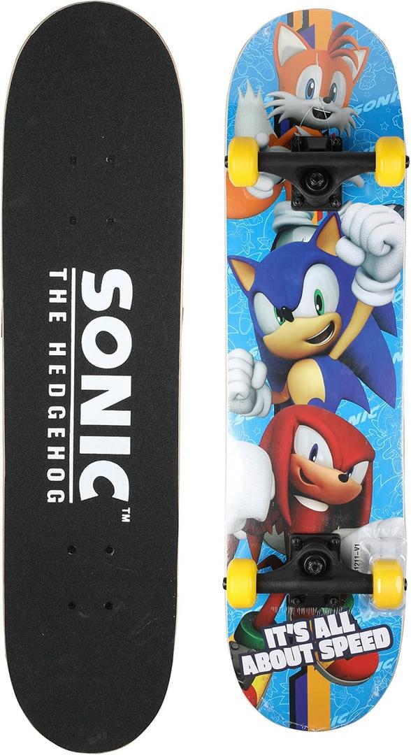 Voyager Skateboard with Printed Graphic Grip Tape - Great for Kids and Teens, Cruiser Skateboard with ABEC 5 Bearings, Durable Deck, Smooth Wheels, Sonic