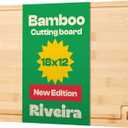 Riveira Bamboo Grandeur: 18 x 12 Bamboo Cutting Board Natural Wooden Cutting Board With Innovative Juice Grooves