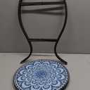 VCUTEKA Mosaic Outdoor Side Table, 14" Round Small Patio Accent Table Indoor End Table for Yard, Garden, Living Room, Bistro Balcony or Lawn Blue