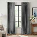 INOVADAY 100% Blackout Curtains for Bedroom, Black Out Curtains 90 Inch Long, Clip Rings Linen Blackout Drapes, Thermal Insulated Room Darkening for Living Room, 2 Panels - Drak Grey,W50xL90