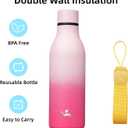 Konokyo Insulated Water Bottle with Strap,18 oz Double Wall Stainless Steel Vacuum Bottles Metal Water Flask,Cherry