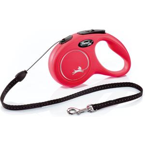 FLEXI New Classic Cord Retractable Dog Leash for Small Dogs up to 26 lbs.  16 ft., Red | Tangle-Free Pet Walking Leash with One-Handed Brake, Pause, Lock | German Quality Product