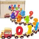 Number Train Set for 1 2 3 Year Olds, Educational Toy Cars for Toddlers, Montessori Learning Toys for Boys and Girls (Red)