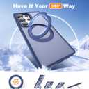 for Samsung Galaxy S25 Ultra Case with 360°Rotatable Magnetic Ring Stand Compatible with Mag-Safe Military Protection Shockproof Matte Translucent Phone Cases for S25 Ultra 6.9",Blue