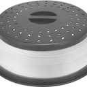 Microwave Splatter Cover Collapsible Microwave Cover for Food, Easy Grip Fruit Drainer BPA-Free Dishwasher Safe 10.5 inch,Grey