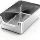 Stainless Steel Litter Box with High Sides,23.6" L X 15.7" W X 7.8" H,Extra Large Jumbo Cat Litter Box,XL Kitty Metal Liter Box for Indoor Big Cat,Non-sticky,Anti-Leakage(Entry on Short Side)