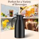 Essenya 2 PCS 68 OZ Thermal Coffee Carafe, Insulated Stainless Steel Coffee Carafe Double Walled Vacuum Thermal Pot Flask with Brushes for Keeping Hot Coffee Tea Home and Office (Black)