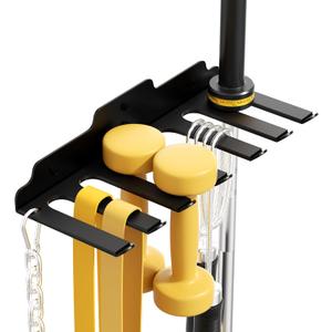 Olympic Barbell Hanger,Garage Gym Bar Wall Rack,Vertical Barbell Mount Rack,Black Powder Coated,Space Saving Commercial or Home Gym Accessory,Holds Under 33mm Bar Size (Black 7 Hooks)