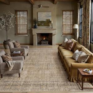 HUGEAR Brown 8x10 Neutral Area Rugs for Living Room