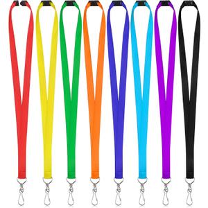 80 Pcs Breakaway Lanyard for Id Badges, 8 Color Breakaway Flat Badge Lanyards with Swivel J Hook Break Away Lanyards for Teachers Volunteers Student Team Activities