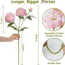Fake Peonies, Faux Flower Plant 28.35'' Long Stem Large Flower(Pink-6Pcs)