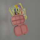 1Pack Travel Pill Organizer & 56 Medicine Name Stickers, 8 Compartments Portable Pill Case, Small Pill Box for Pocket Purse Portable Medicine Vitamin Container (Pink with Stickers)