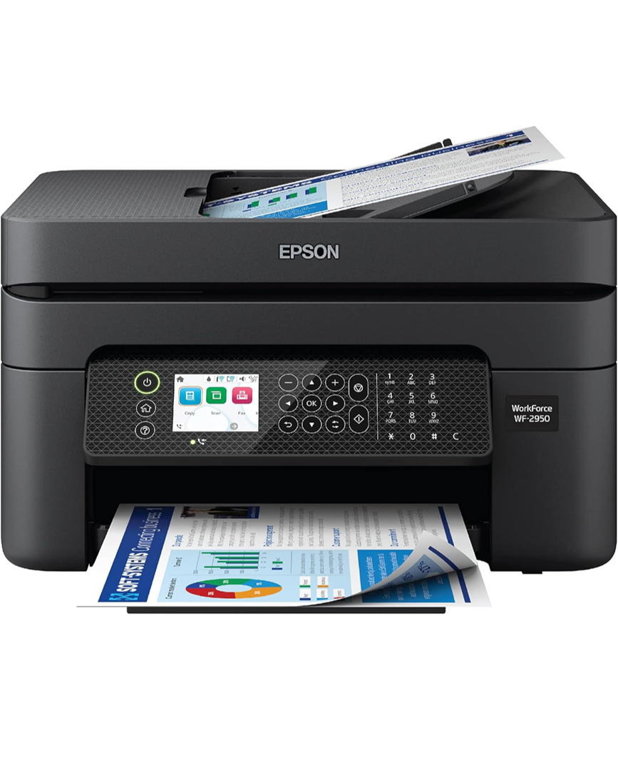 Epson Workforce WF-2950 Wireless All-in-One Printer with Scan, Copy, Fax, Auto Document Feeder, Automatic 2-Sided Printing and 2.4" Color Display