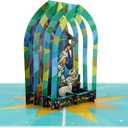 2 x Nativity Stained Glass Merry Christmas Cards 2025, Pop Up Christmas Cards w Envelope, 3D Xmas Card, Holiday Greeting Card Gifts for Her Him Wife Husband Family Son Mum Dad PQ