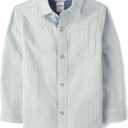 Gymboree Boys' and Toddler Long Sleeve Button Up Shirt (10, Dusty Robin)