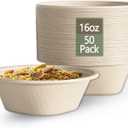 Homestockplus Small Disposable Paper Bowls - Heavy Duty 16 Oz Disposable Bowls - Made from Natural Bagasse Biodegradable Bowl for Cereal, Rice, French Fries [50 Pack]